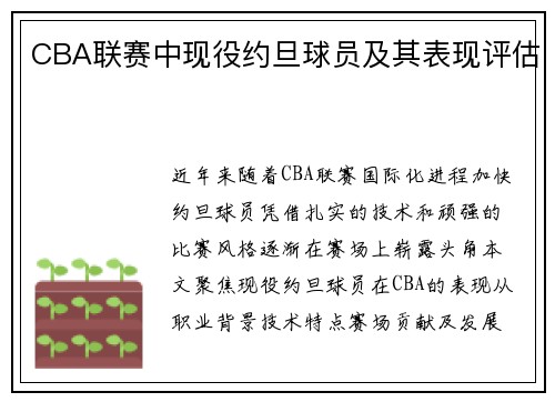 CBA联赛中现役约旦球员及其表现评估